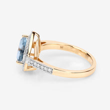 Load image into Gallery viewer, 1.58 Carat Genuine Aquamarine and White Diamond 14K Yellow Gold Ring