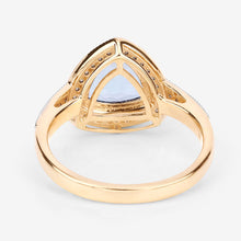 Load image into Gallery viewer, 1.58 Carat Genuine Aquamarine and White Diamond 14K Yellow Gold Ring