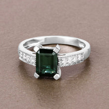 Load image into Gallery viewer, 1.91 Carat Genuine Green Tourmaline and White Diamond 14K White Gold Ring