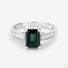 Load image into Gallery viewer, 1.91 Carat Genuine Green Tourmaline and White Diamond 14K White Gold Ring