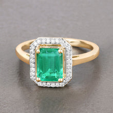Load image into Gallery viewer, 1.62 Carat Genuine Ethiopian Emerald and White Diamond 14K Yellow Gold Ring