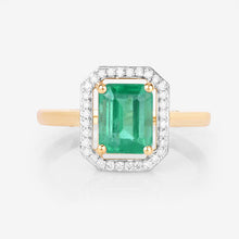 Load image into Gallery viewer, 1.62 Carat Genuine Ethiopian Emerald and White Diamond 14K Yellow Gold Ring