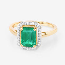 Load image into Gallery viewer, 1.62 Carat Genuine Ethiopian Emerald and White Diamond 14K Yellow Gold Ring