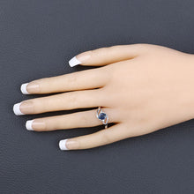 Load image into Gallery viewer, 0.98 Carat Genuine Blue Sapphire and White Diamond 10K White Gold Ring