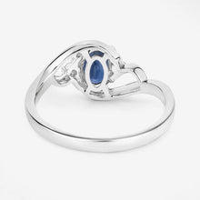 Load image into Gallery viewer, 0.98 Carat Genuine Blue Sapphire and White Diamond 10K White Gold Ring