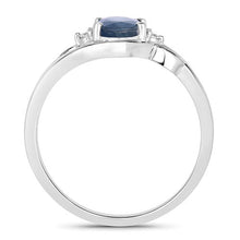 Load image into Gallery viewer, 0.98 Carat Genuine Blue Sapphire and White Diamond 10K White Gold Ring