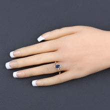 Load image into Gallery viewer, 0.98 Carat Genuine Blue Sapphire and White Diamond 10K Yellow Gold Ring