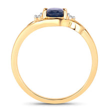 Load image into Gallery viewer, 0.98 Carat Genuine Blue Sapphire and White Diamond 10K Yellow Gold Ring