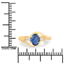 Load image into Gallery viewer, 0.98 Carat Genuine Blue Sapphire and White Diamond 10K Yellow Gold Ring