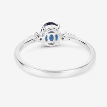 Load image into Gallery viewer, 0.84 Carat Genuine Blue Sapphire and White Diamond 14K White Gold Ring