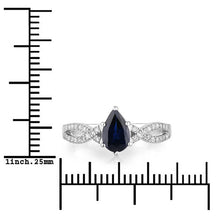 Load image into Gallery viewer, 1.14 Carat Genuine Blue Sapphire and White Diamond 14K White Gold Ring