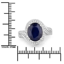 Load image into Gallery viewer, 4.69 Carat Genuine Blue Sapphire and White Diamond 14K White Gold Ring