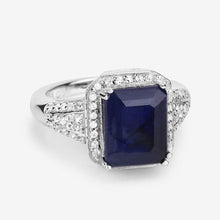 Load image into Gallery viewer, 4.80 Carat Glass Filled Sapphire and White Topaz .925 Sterling Silver Ring