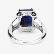 Load image into Gallery viewer, 4.80 Carat Glass Filled Sapphire and White Topaz .925 Sterling Silver Ring