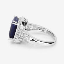 Load image into Gallery viewer, 4.80 Carat Glass Filled Sapphire and White Topaz .925 Sterling Silver Ring