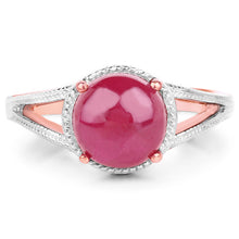 Load image into Gallery viewer, 14K Rose Gold Plated 5.05 Carat Glass Filled Ruby .925 Sterling Silver Ring
