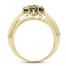 Load image into Gallery viewer, 14K Yellow Gold Plated 0.98 Carat Genuine Black Diamond .925 Sterling Silver Ring