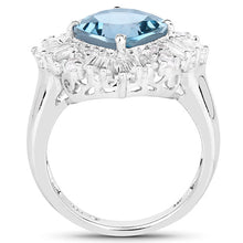 Load image into Gallery viewer, 5.19 Carat Genuine London Blue Topaz & White Topaz .925 Sterling Silver Ring