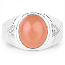 Load image into Gallery viewer, 6.59 Carat Genuine Peach Moonstone and White Topaz .925 Sterling Silver Ring