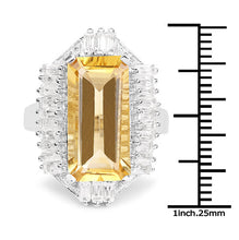 Load image into Gallery viewer, 9.13 Carat Genuine Citrine & White Topaz .925 Sterling Silver Ring