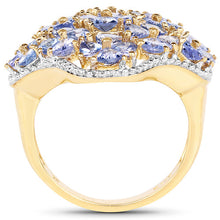 Load image into Gallery viewer, 14K Yellow Gold Plated 3.60 Carat Genuine Tanzanite .925 Sterling Silver Ring