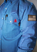 Load image into Gallery viewer, FR Pearl Snap Work Shirt - Royal Blue - With U.S Flag