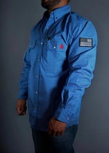 Load image into Gallery viewer, FR Pearl Snap Work Shirt - Royal Blue - With U.S Flag