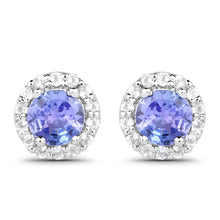 Load image into Gallery viewer, 3.77 Carat Genuine Tanzanite and White Topaz .925 Sterling Silver 3 Piece Jewelry Set (Ring, Earrings, and Pendant w/ Chain)