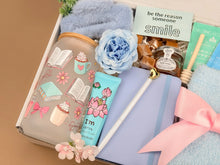 Load image into Gallery viewer, Care Packages for Her – Blue Relaxation Tea & Tumbler Set