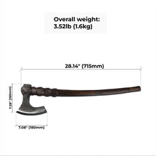 Load image into Gallery viewer, Viking long axe "Ragnar Lodbrok" with carving handle and leather wrap