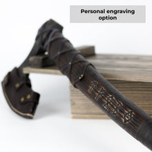 Load image into Gallery viewer, Viking long axe "Ragnar Lodbrok" with carving handle and leather wrap