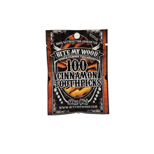 Load image into Gallery viewer, BiteMyWood Cinnamon Flavored Birchwood Toothpicks in Plastic Reusable Bag 100 qty
