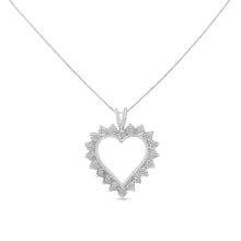Load image into Gallery viewer, .925 Sterling Silver 1/4 Cttw Miracle Set Diamond Open Heart 18" Pendant Necklace (I-J Color, I3 Clarity)
