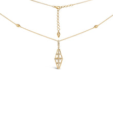 Load image into Gallery viewer, 14K Yellow Gold 1.0 Cttw Diamond Studded Geometric Double Pyramid 18" Pendant Necklace (G-H Color, SI1-SI2 Clarity)
