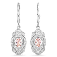Load image into Gallery viewer, 1.04 Carat Genuine Morganite and White Topaz .925 Sterling Silver Earrings
