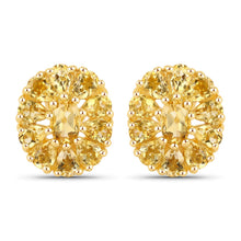 Load image into Gallery viewer, 18K Yellow Gold Plated 4.06 Carat Genuine Citrine .925 Sterling Silver Earrings
