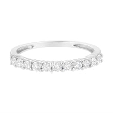 Load image into Gallery viewer, .925 Sterling Silver 1/2 cttw Shared Prong-Set Brilliant Round-Cut Diamond 11 Stone Band Ring (I-J Color, SI2-I1 Clarity) - Size 7
