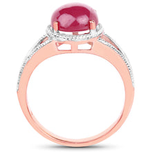 Load image into Gallery viewer, 14K Rose Gold Plated 5.05 Carat Glass Filled Ruby .925 Sterling Silver Ring
