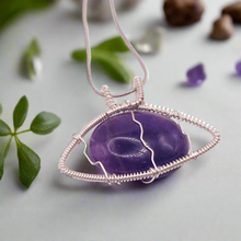 Load image into Gallery viewer, Custom Silver 3rd Eye Amethyst Necklace
