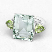 Load image into Gallery viewer, 11.90 Carat Genuine Green Amethyst and Peridot .925 Sterling Silver Ring
