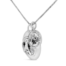 Load image into Gallery viewer, .925 Sterling Silver 1/5 Cttw White and Black Diamond Beagle Dog Medallion and Charm 18" Pendant Necklace (I-J Color, I2-I3 Clarity)
