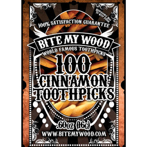 BiteMyWood Cinnamon Flavor Wooden Toothpicks in Plastic Reusable Bag 100qty