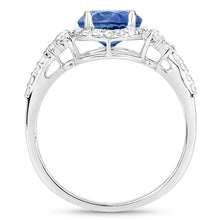 Load image into Gallery viewer, 1.34 Carat Genuine Blue Sapphire and White Diamond 14K White Gold Ring
