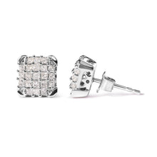Load image into Gallery viewer, 10K White Gold 3/4 Cttw Princess Diamond Composite Open Frame Stud Earrings (I-J Color, I1-I2 Clarity)
