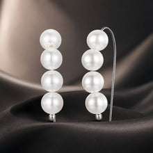 Load image into Gallery viewer, 925 Sterling Silver White Gold Plated Earrings with Quality Shell Pearl, 2.1*0.5cm for Women
