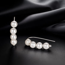 Load image into Gallery viewer, 925 Sterling Silver White Gold Plated Earrings with Quality Shell Pearl, 2.1*0.5cm for Women
