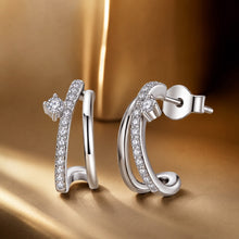 Load image into Gallery viewer, 925 Sterling Silver Moissanite Earrings for Women - 1.4x0.5cm, Pavé Setting
