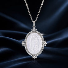 Load image into Gallery viewer, 925 Sterling Silver Necklace with White Gold Plating, 40+5cm Length, CZ &amp; Mother of Pearl Pendant for Women
