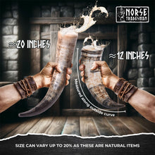 Load image into Gallery viewer, Curved Drinking Horn with Wooden Stand
