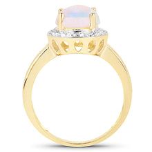 Load image into Gallery viewer, 0.95 Carat Genuine Ethiopian Opal and White Topaz .925 Sterling Silver Ring
